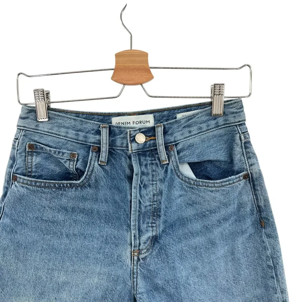 Aritzia Denim Forum The‎ Joni Loose Long Short High Rise Denim Blue Size 25